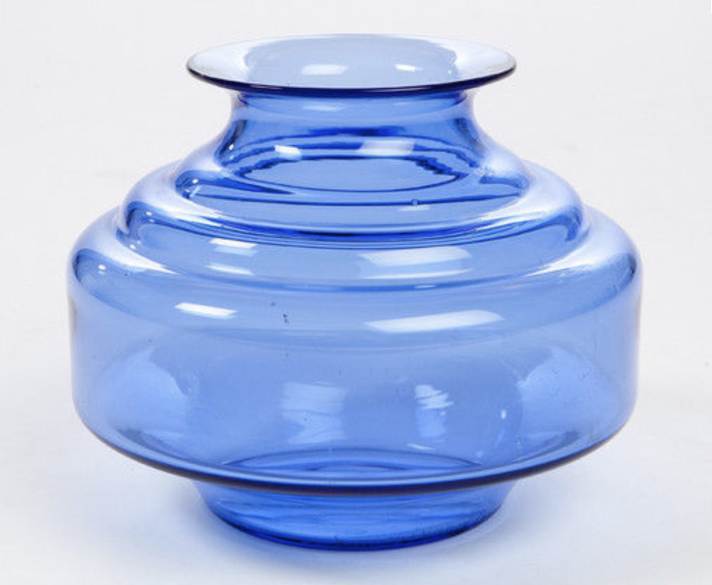 Daum blue lunaire art deco vase